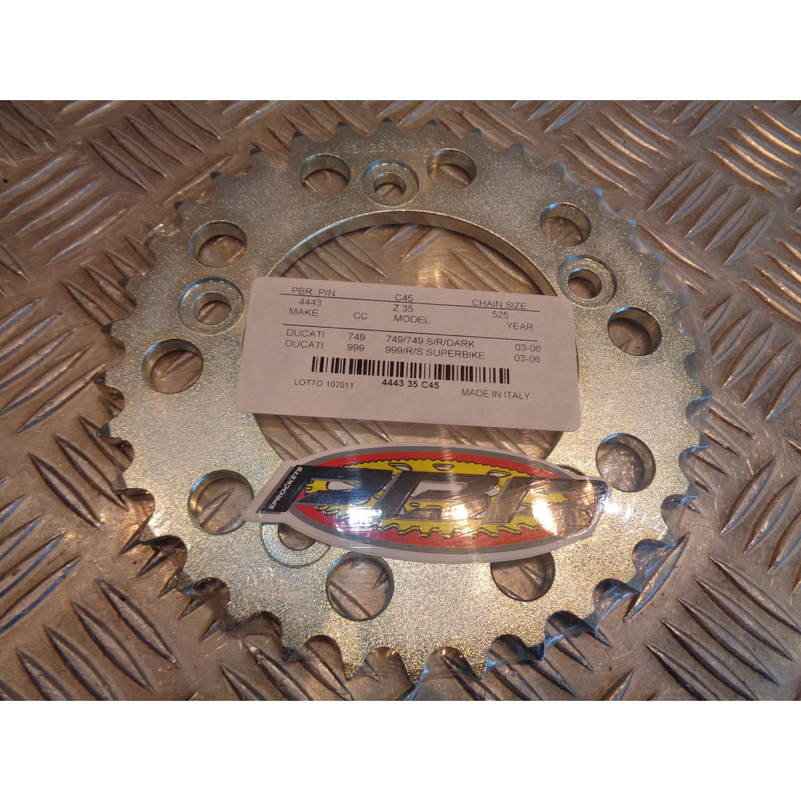 couronne transmission pbr acier 35 dents chaine 525 moto ducati 749 999 4443.35.C45 bihr 47002551