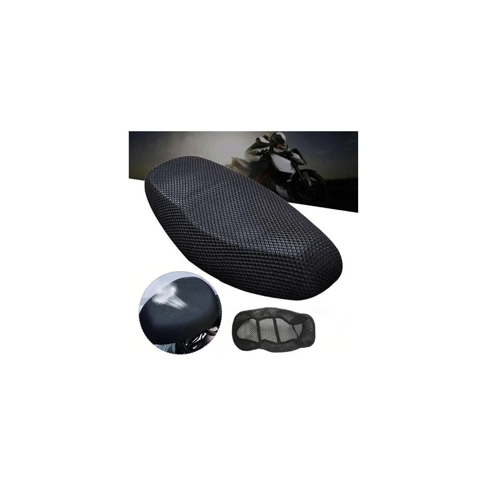 housse recouvrement selle s 47 x 35 cm moto scooter mobylette quad antiderapant maille noir