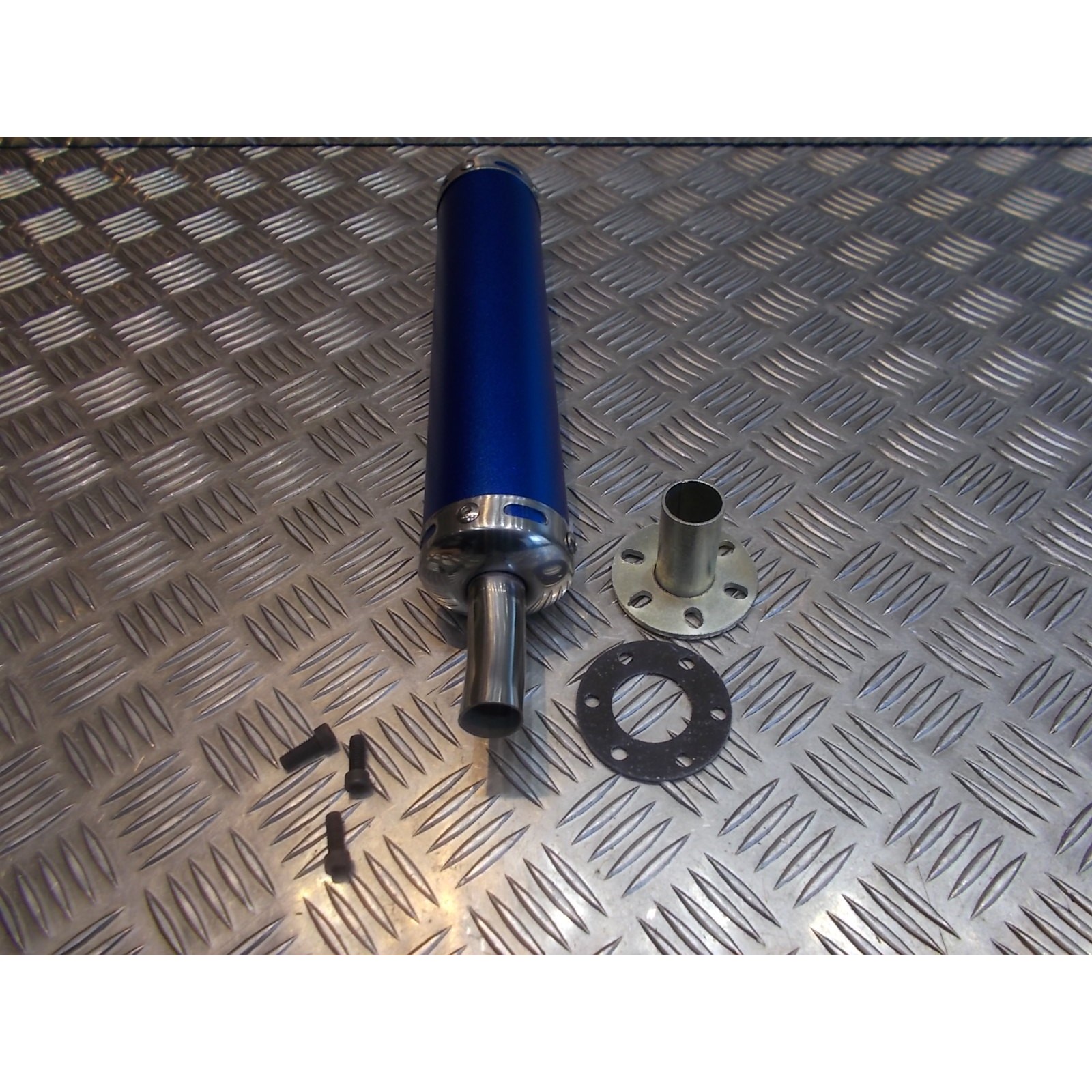 cartouche silencieux universel adaptable bleu pour pot echappement scooter moto mecaboite 50 125