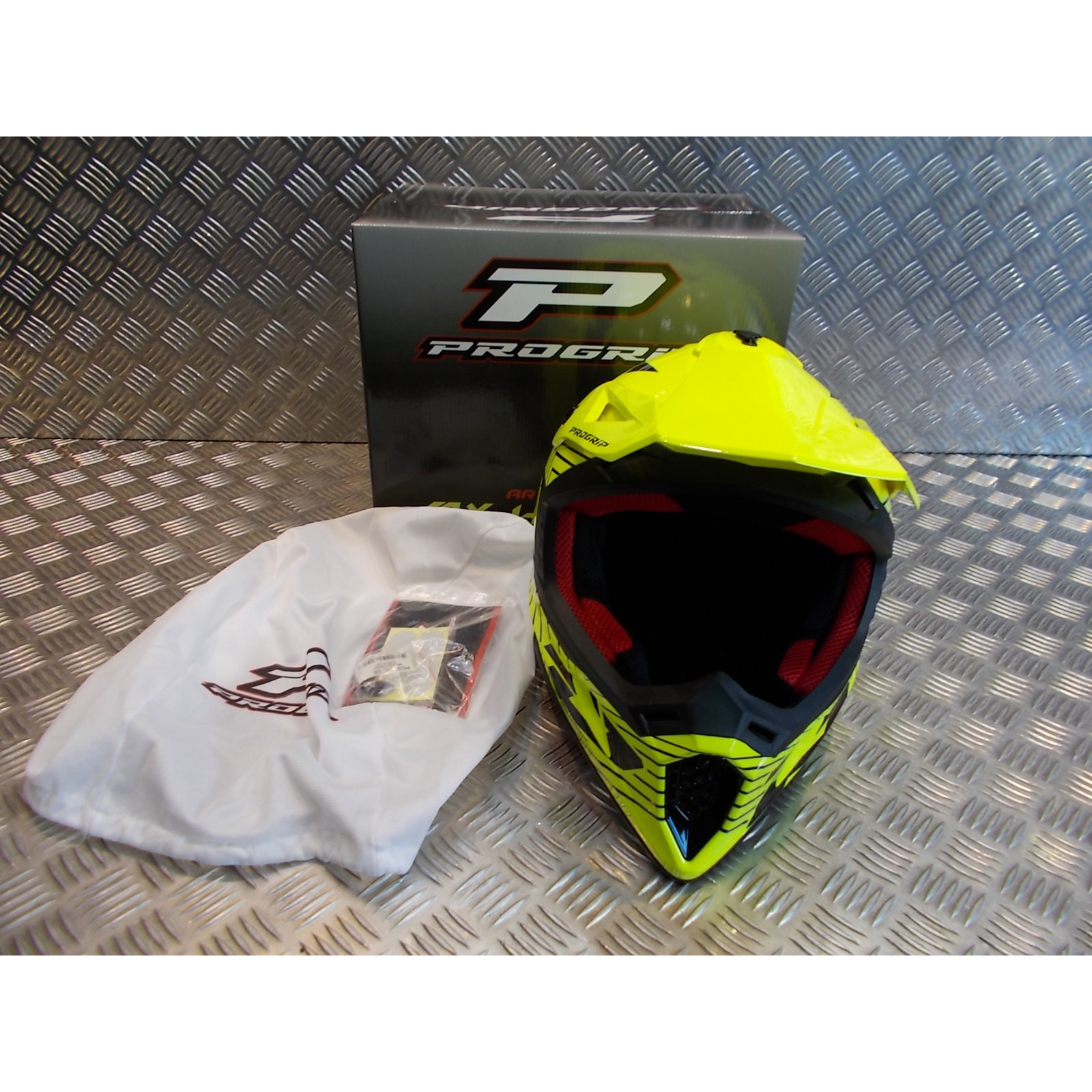 casque progrip 3095 pour moto cross mx enduro taille xl 61 jaune