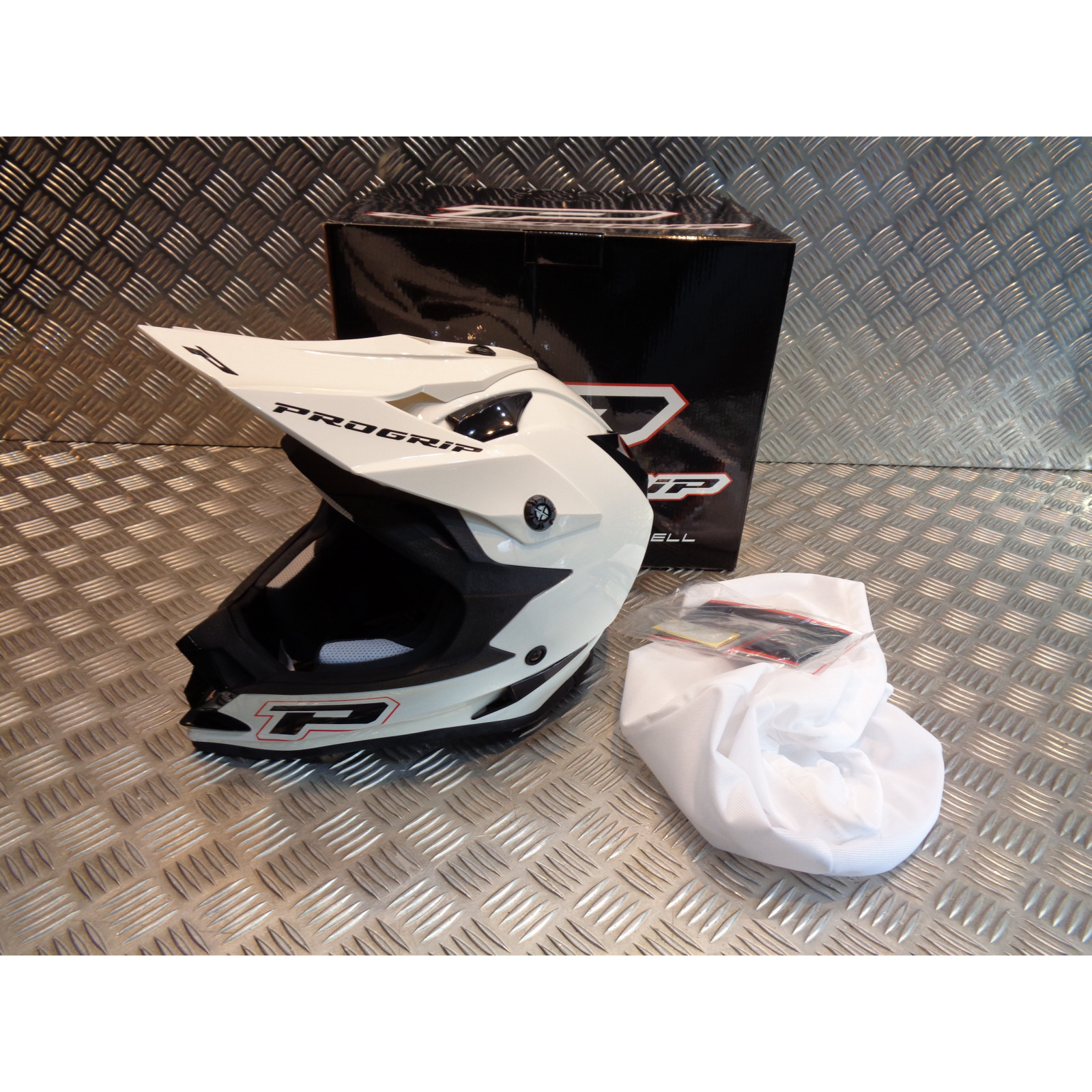 casque progrip 3091 pour moto cross mx enduro taille xxl 63 blanc