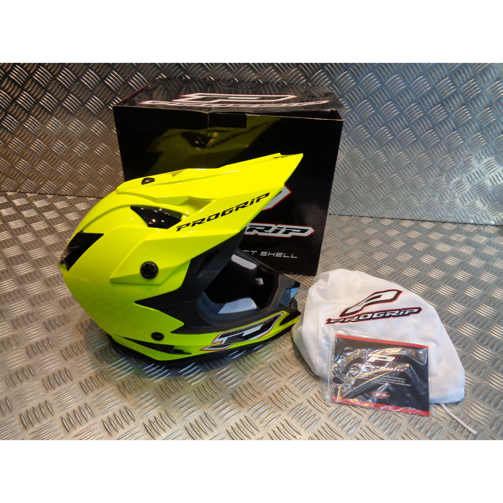 casque progrip 3091 pour moto cross mx enduro taille xl 61 - 62 jaune fluo