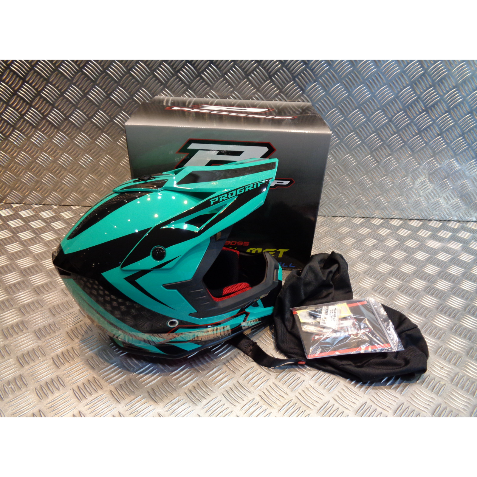 casque progrip 3095 pour moto cross mx enduro taille xxl 63 aqua