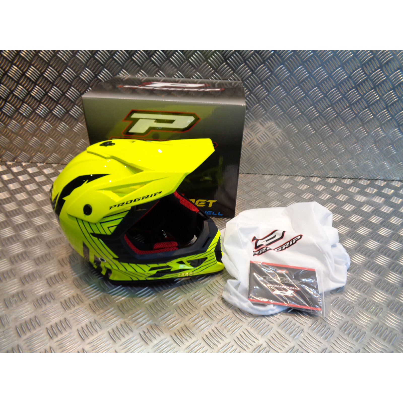 casque progrip 3095 pour moto cross mx enduro taille xxl 63 - 64 jaune