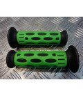 paire de poignee caoutchouc guidon 22 mm progrip 768 noir et vert moto scooter quad ...