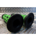 paire de poignee caoutchouc guidon 22 mm progrip 768 noir et vert moto scooter quad ...