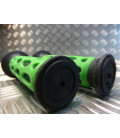 paire de poignee caoutchouc guidon 22 mm progrip 768 noir et vert moto scooter quad ...