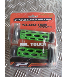 paire de poignee caoutchouc guidon 22 mm progrip 768 noir et vert moto scooter quad ...