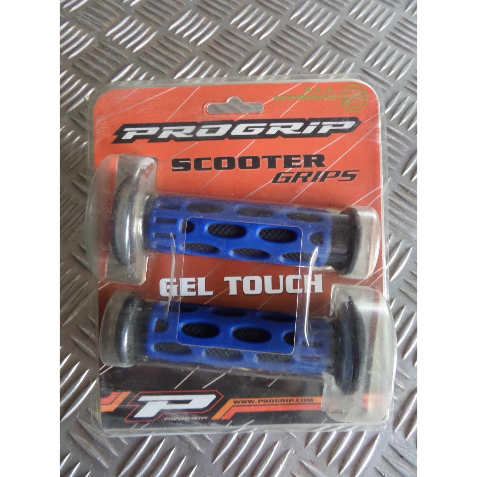 paire poignee revetement caoutchouc guidon 22 mm progrip 768 bleu et noir moto scooter quad ...