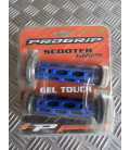 paire poignee revetement caoutchouc guidon 22 mm progrip 768 bleu et noir moto scooter quad ...