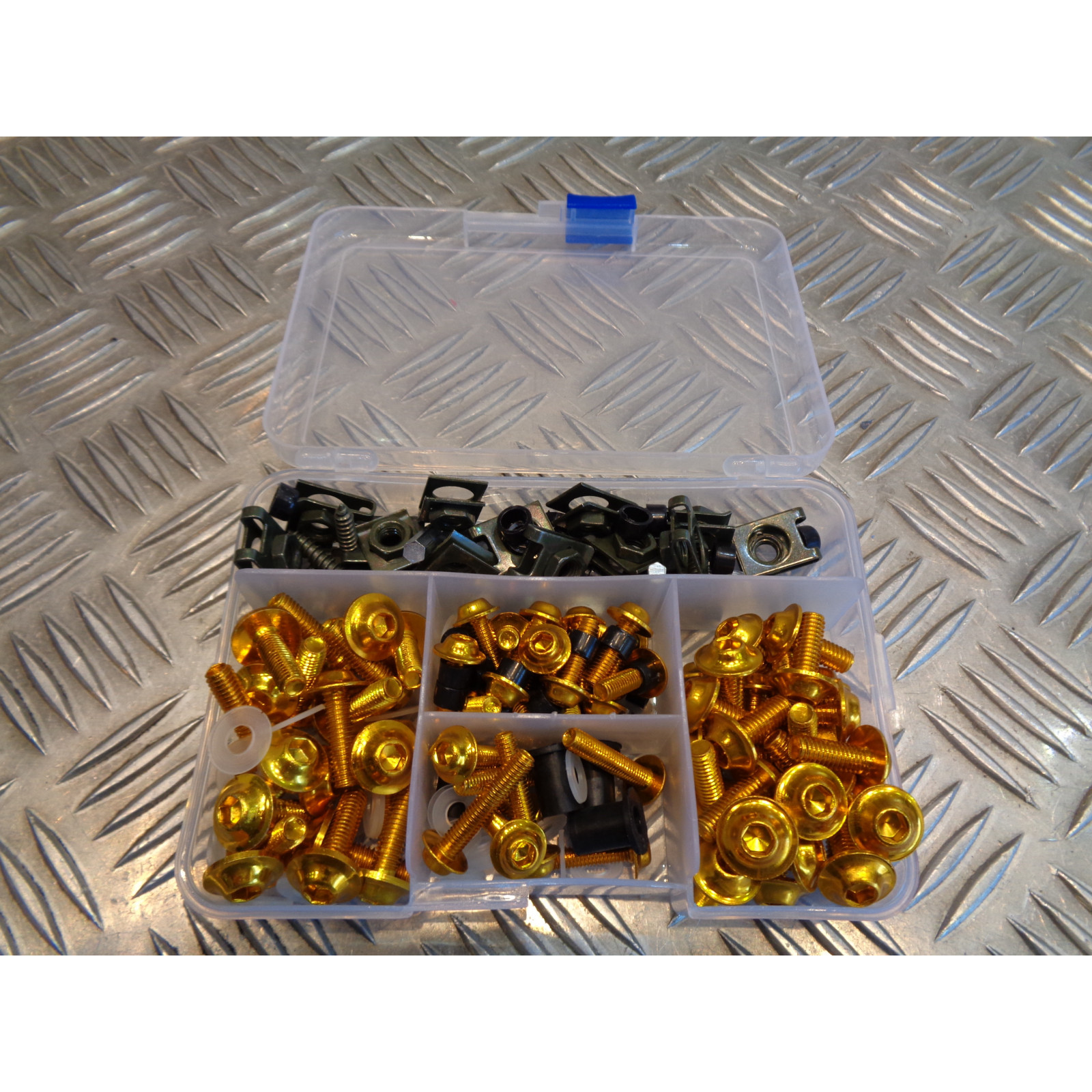 177 vis boulon ecrou clips jaune cache carenage carrosserie moto scooter  fixation universelle plastique poly